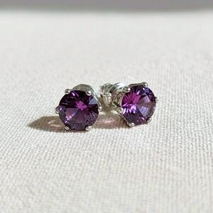 💜 Classic Amethyst Purple Swarovski® Crystal Stud Earrings ✨ Vintage